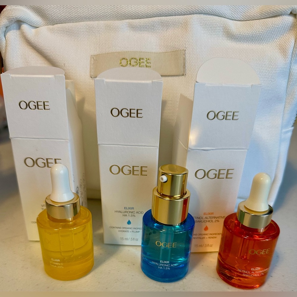 OGEE NEW Elixir Trio - Vitamin C, Hyaluronic Acid & Retinol Alt. W/ Zip Bag NEW